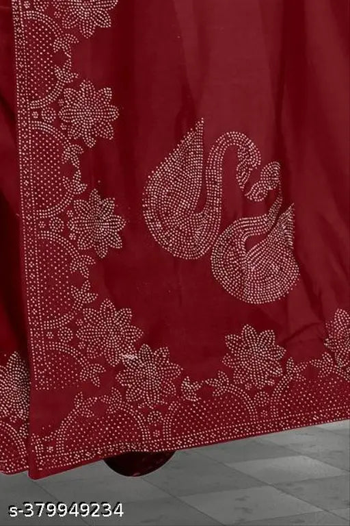 Diamond-patterned Georgette saree with Swarovski hotfix diamonds, festive wear for work parties and events