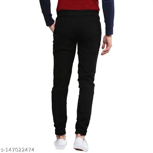 Black denim slim fit jeans by MARKVIEW - comfortable for men, hand wash only