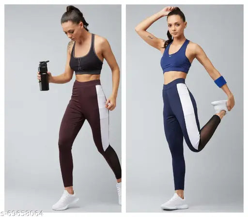 Stylish and comfortable printed net jegging by KRONMENIEN, fully stretchable for gym wear (size 34)