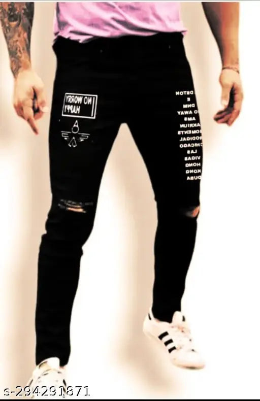 White printed agate jeans, polycotton, placement print women's denim on mannequin (size 30, 28in waist, 32in hip)