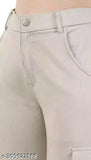 Women's solid colored cargo style cotton lycra joggers pants