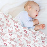 100% Cotton muslin swaddle with pink butterflies, newborn baby sleep sack.