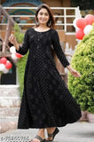 Black printed anarkali kameez with long flared skirt