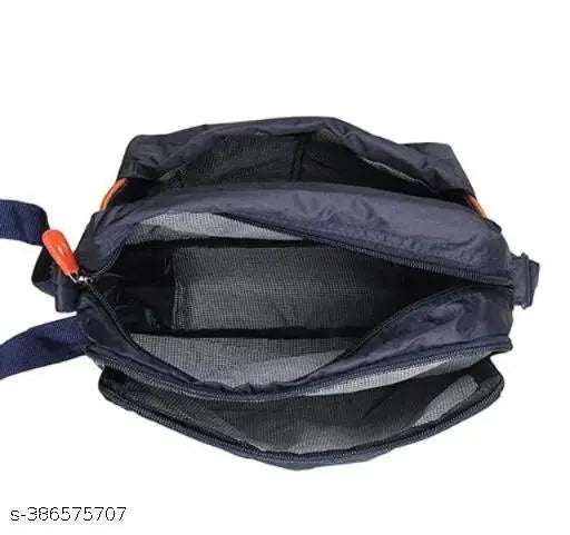 Black sling bag with multiple compartments, 1 main pocket, suitable for parties, trendy wear, fashionable accessory for girls and women