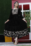 Black embroidered anarkali kameez with dupatta