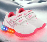 Breathable cotton blend kids' LED light shoes (15-5yrs), unisex, embellished, ankle loop closure