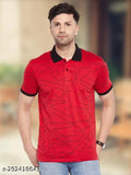 Red cotton-blend Wild West half sleeve polo neck short sleeve printed T-shirt for men, stylish and trendy