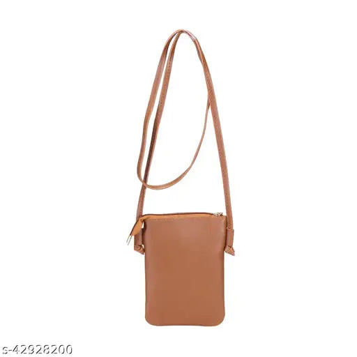Brown faux leather purse with adjustable shoulder strap and multiple card slots