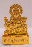 Gold metal Lord Kuber Ji Murti, traditional Indian god idol for home decor and pooja temple, 10 cm height and 1.5 cm breadth