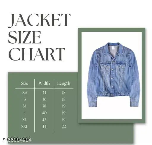 Trendy denim full sleeve embellished women's jacket, solid pattern in Indian-made denim
