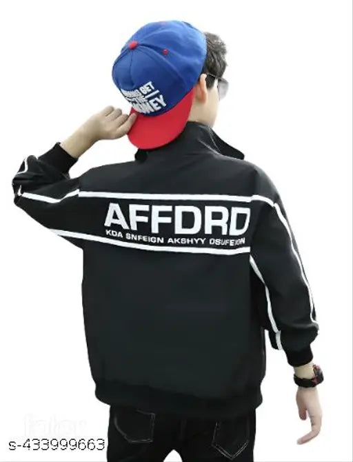 Black and white boys coat, long sleeve, hoodie with drawstrings
