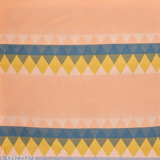 Elastic cotton double bedsheet set with geometric print, 2 pillow covers (78x72 inches/198x182 cms), ideal for 8-inch thick mattresses