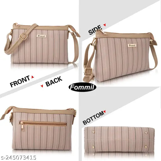 Beige canvas shoulder crossbody purse, multiple compartments, casual wear fashion accessory