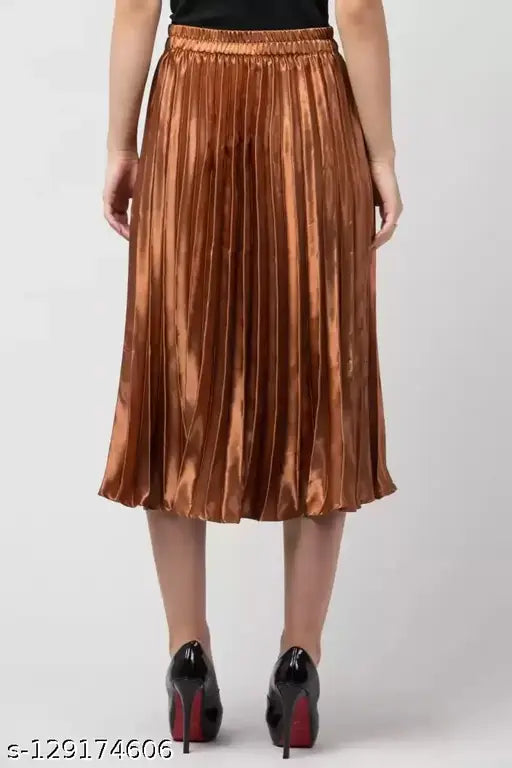 Satin pleated skirt, solid net, 34 waist (38in), 34 length (India)
