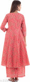 Pink rayon printed flared anarkali kameez womens