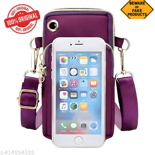 Imported Korean waterproof polyester crossbody phone bag. High quality, 3 layer multifunctional pouch for women's and girls, fits smartphones up to 6.5 inches, ideal gift choice for various occasions