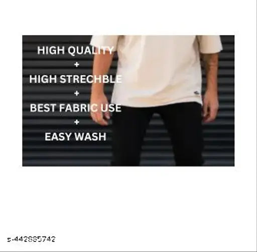 Black denim jeans with knee cut, perfect for men's fashion