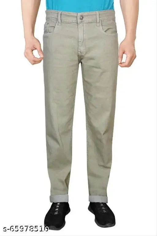 Just black men's straight beige jeans, cotton, regular fit, stretchable, solid pattern, men's wear, waist sizes 28-48 inches, length size 42 inches