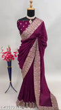 Vichitra silk embroidered party saree with separate blouse, graceful women's formal wear