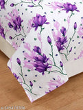 Purple Badam 3D polycotton double flat sheets with floral pattern, 140 thread count for AC room use, ideal for adult bedding by BLUEDOT