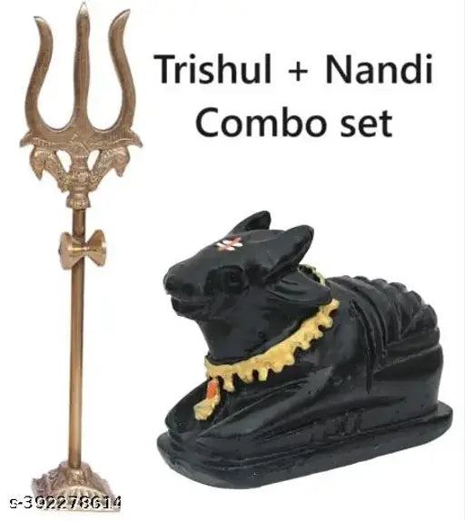 Black polyresin & brass Shivling, Indian-crafted home/office decor, energy-infused