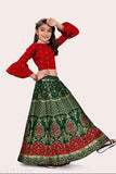 Bamboo Kids Lehenga, traditional Indian semi-stitched outfit for 7-8 years old in self-design jacquard patterns, country of origin: India