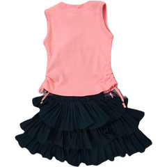 Baby Girl Light Green Top and Blue Skirt Set - GillKart