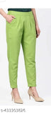 Green cotton trousers, side pockets