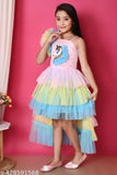 Colorful unicorn dress with ruffled tiers