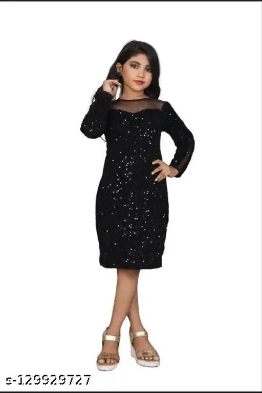 Embellished flax one-piece frock with long sleeves, presented by Wazix Clothing, made in India (4-5 years, bust size 24in)