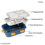 HARAY 4 Compartment Lunch Box Leak Proof Stainless Steel with 4 Compartment - Office Food Container for School Kids and Adults