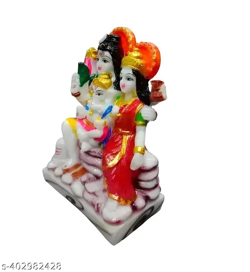 Colorful polyresin Shiva Family Murti Statue (9x6x4 cm), intricate detailing, home Pooja decor