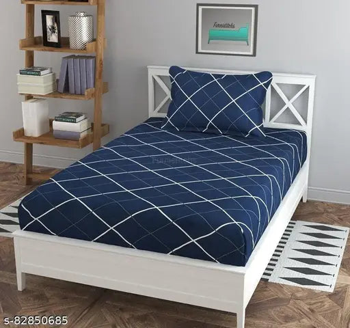 Glace cotton fitted single bedsheet with pillow cover, summer-ready in 36 x 78 size. PolyCotton material, machine washable