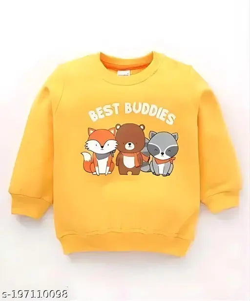 Printed cotton blend long-sleeve sweater for kids, colorful pattern design on display rack, size options available from 3-4 years to 6-7 years