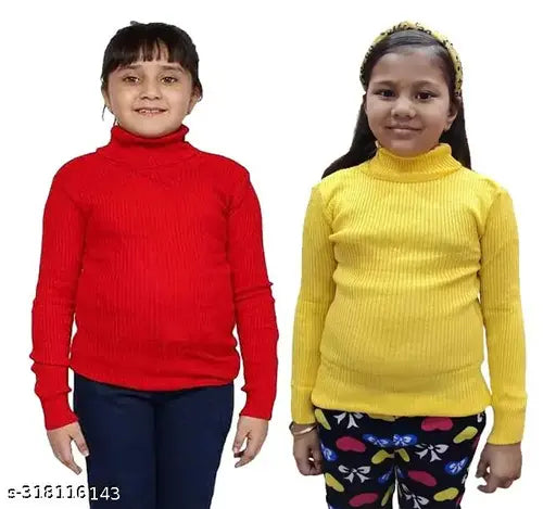 Woolen warm full sleeves high neck inner skivvy for winters - adibaba Kids Girls pack of 2