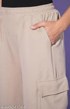 Tan cargo shorts with black waistband