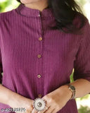 Striped cotton co-ord set for women: Katha kurta with pants, three-quarter sleeves