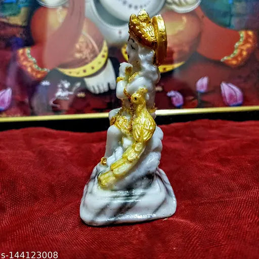 Handcrafted 4-inch Lord Krishna Idol with flute, traditional Indian religious art for home and office decor