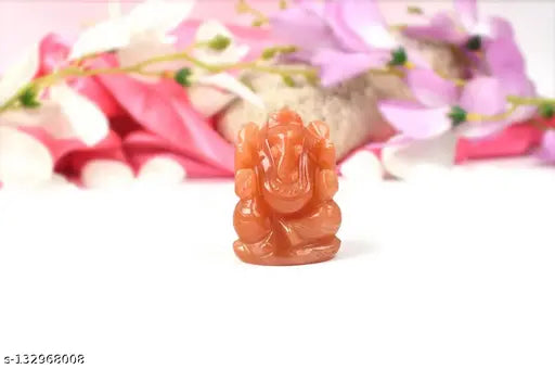 Red Jade Crystal Ganesha Figurine (12 inches), car dashboard decor, Indian handcrafted god idol