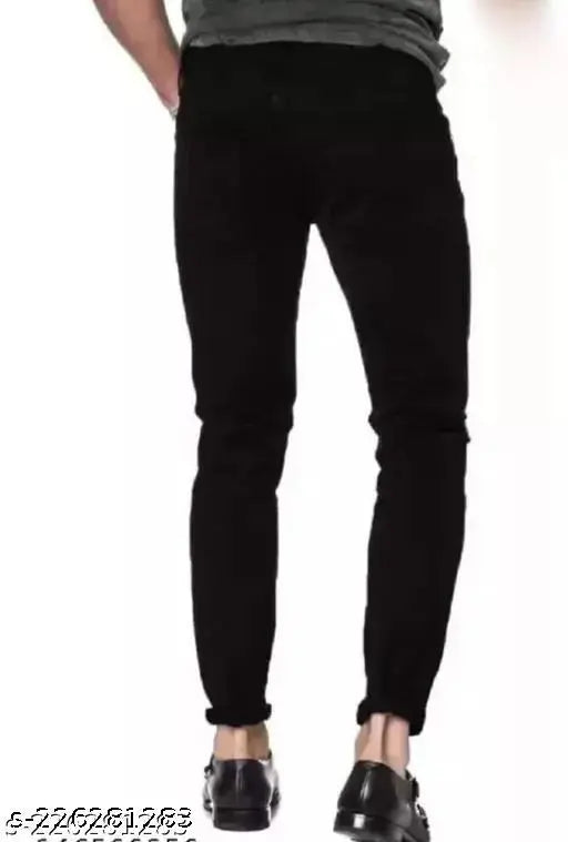 Black polycotton Agate jeans for casual and party wear, trusted brand. Dimensions: 28" waist, 39" length. Made in India