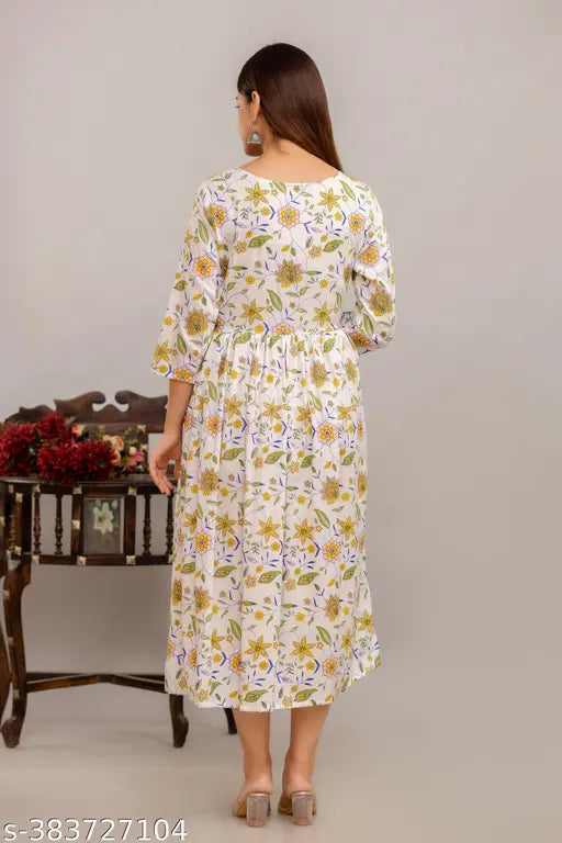 Trendy, rayon anarkali kurti with floral print