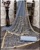 Ethnic net saree with embroidery, mulberry silk and free-size Indian traditional wear