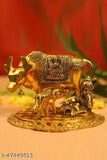 Metal Kamdhenu statue: Voguish Idols Figurine - Indian puja accessory for home decor