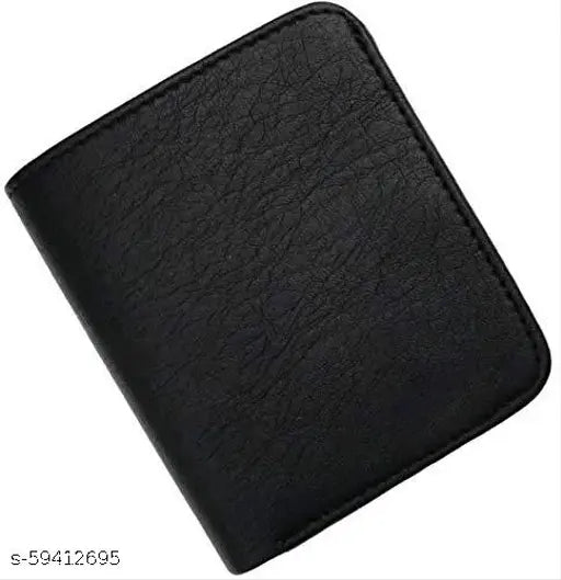 Black artificial leather Stylord mini wallet for men, single compartment, free size (12cm x 10cm), made in India