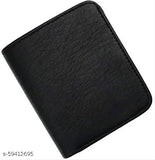 Black artificial leather Stylord mini wallet for men, single compartment, free size (12cm x 10cm), made in India