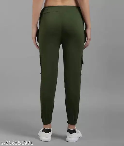 Olive green leggings with pockets, high waist, side zip closure