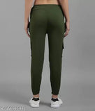 Olive green leggings with pockets, high waist, side zip closure