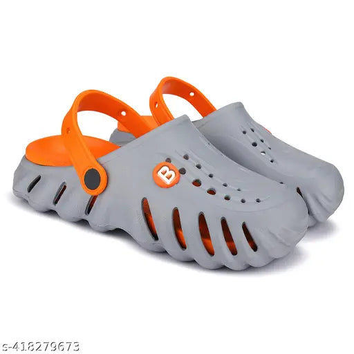 Orange and gray kid's sandals with high-quality soles
