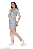 Fashionable printed net hosiery sleeve nightshirt & shorts set - girls & women's casual nightwear, India origin