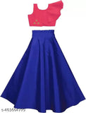 Indi Girls embellished yellow lehenga-choli set, sleeveless taffeta silk and cotton blend for western wear on display